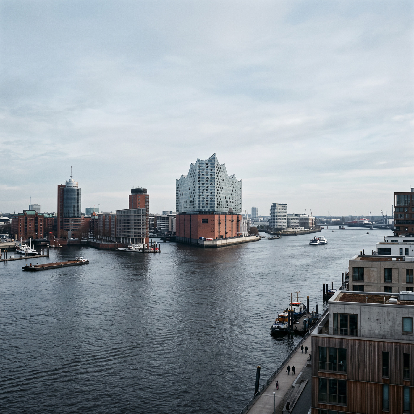 Elbphilharmonie and HafenCity waterfront in Hamburg